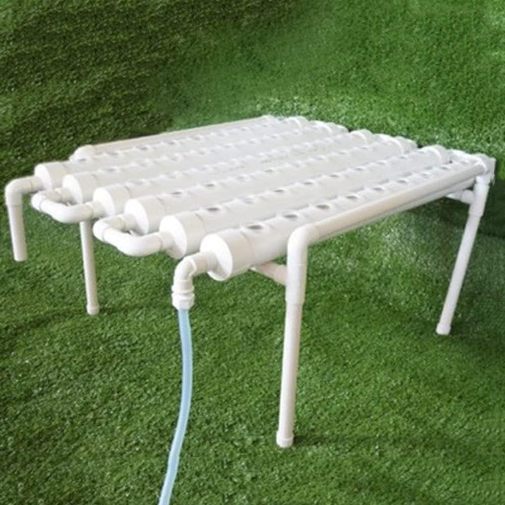 Kit de culture hydroponique 1 couche avec 54 jardinières, systèmes de culture de plantes sans sol en PVC avec pompe à eau, kits de culture hydroponique pour cultiver des légumes et des fruits sur les balcons, les jardins, les patios et les cours