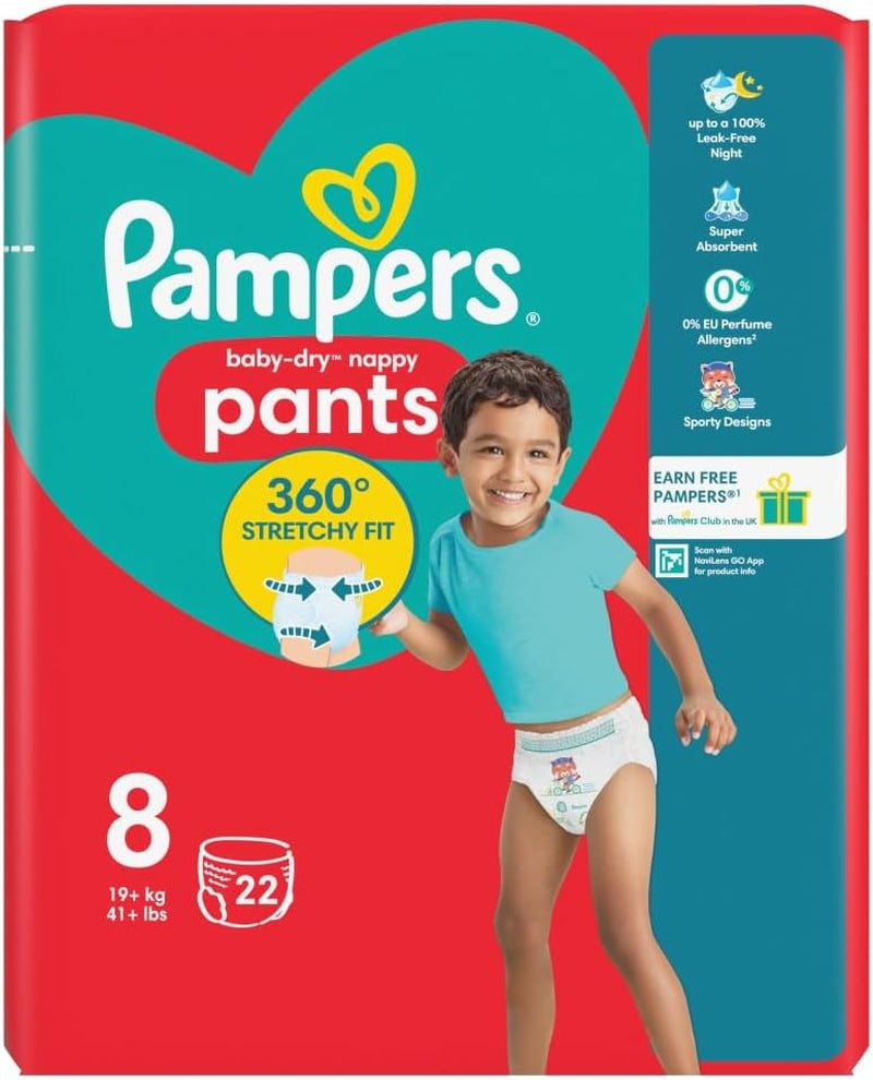 Couches Pampers Baby-Dry, taille 8, 22 unités, 19 kg+