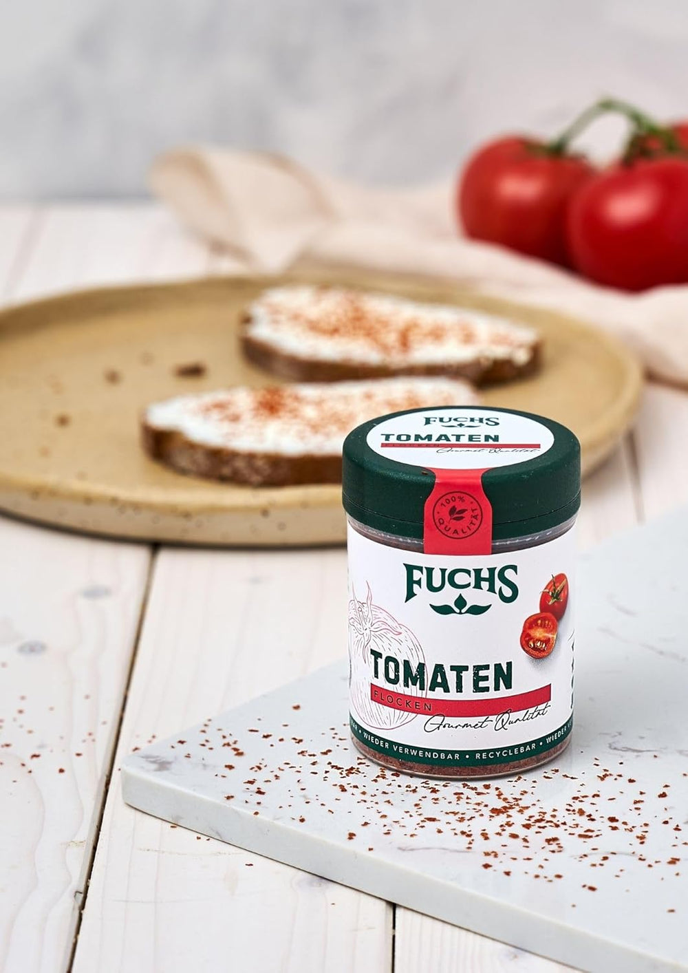 Fuchs Gewürze - Tomaten Flocken - Gewürz für Ofenfeta ou tomatigen Geschmack in Saucen - Ingrédients naturels - 40 g en dose variable, recyclable
