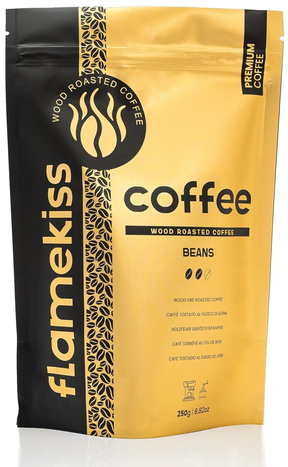 Café en grains 250 g – Grains d'espresso Arabica et Robusta de haute qualité, torréfiés à la main dans le bois, pour le goût plein et aromatique des grains de café