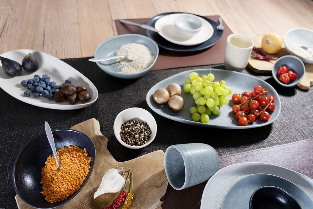 CreaTable, 22139, série PIETRA, service de table 4 pièces pour 4 personnes, service d'assiettes en porcelaine, passe au lave-vaisselle et au micro-ondes, fabriqué en Europe