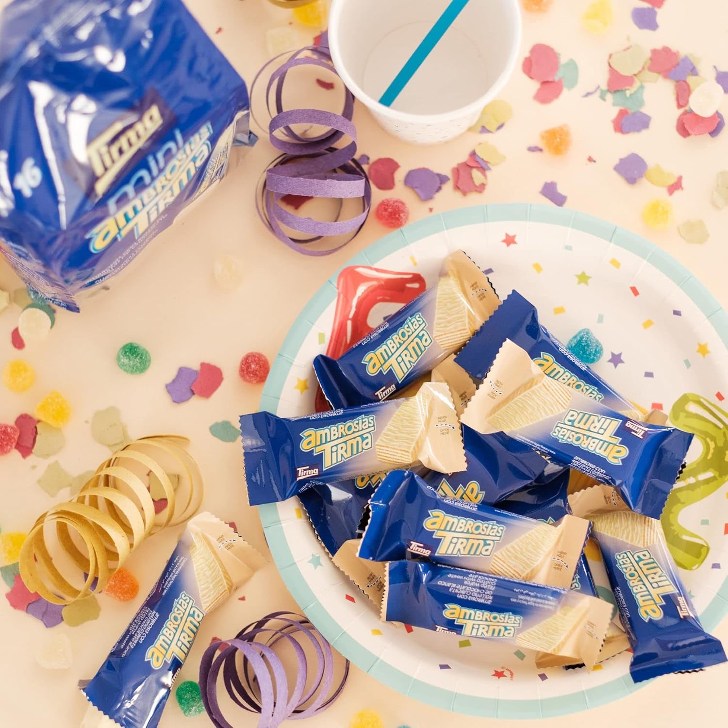 Tirma Mini gaufrettes au chocolat blanc | (16 unités x 13,5 g), 216 g | Garniture à la crème délicate | Sans OGM | Convient aux végétariens | Emballé individuellement | Collation emballée