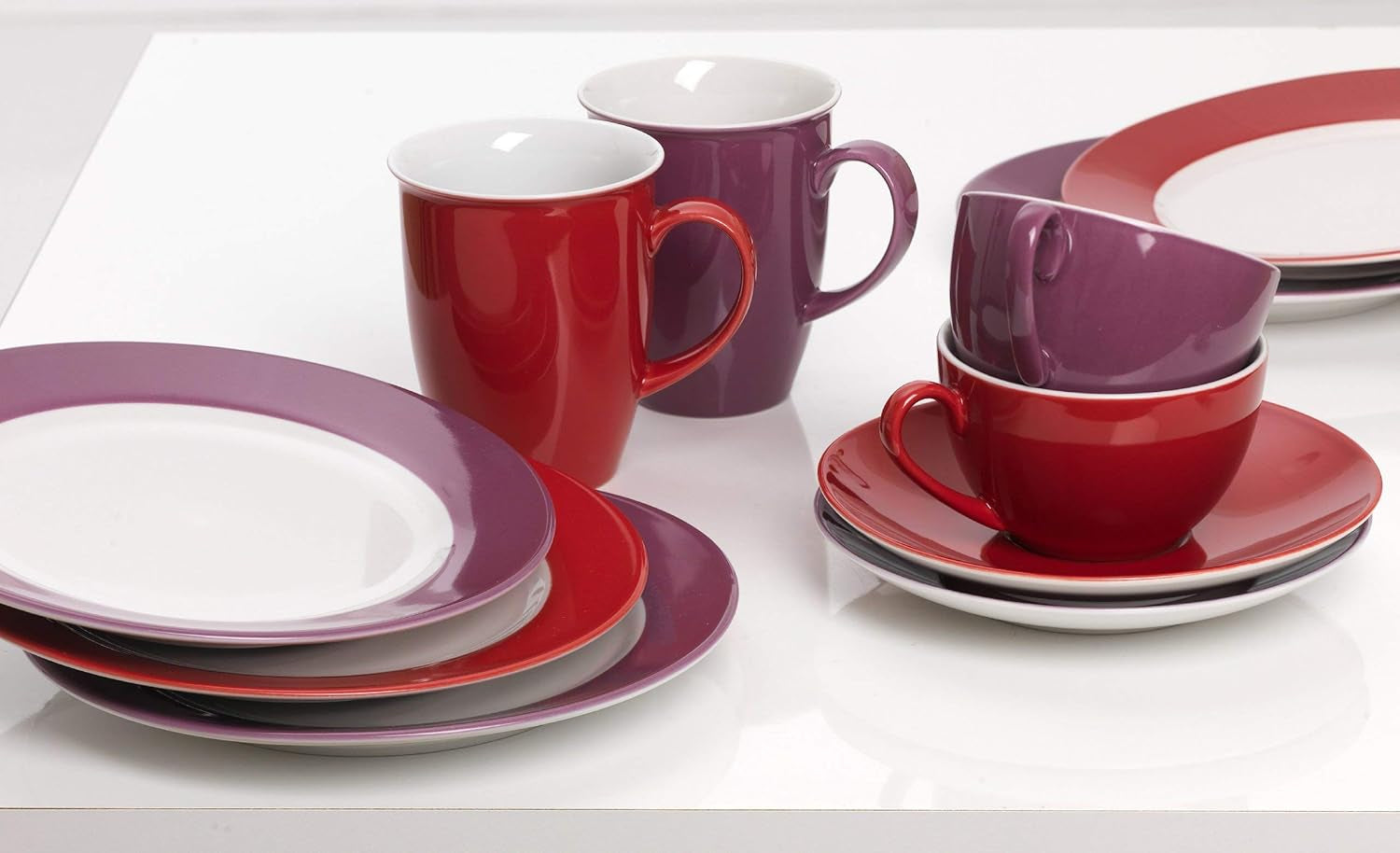 Ritzenhoff & Breker Doppio Service à Café, 12 Pièces, Porcelaine, Rouge