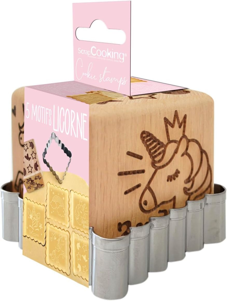 ScrapCooking Tampon de Cuisson en Bois Licorne 1 Biscuit Biscuits & Cubes Tampon de Gaufrage en Relief 5 Faces -5123