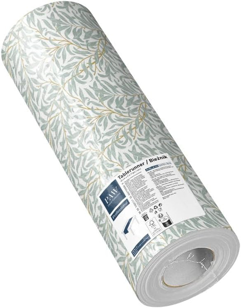 PAW - Airlaid Table Runner (40 Cm X 24 M) I Decorațiuni de masă pentru comuniune, confirmare, nuntă, aniversare, petrecere în grădină, botez I Decorațiuni de masă Panglică de masă elegantă - Willow Branch I Willow Branch