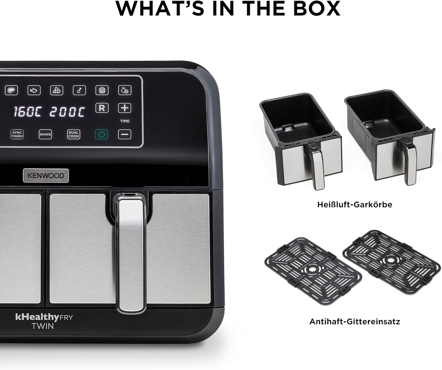 Kenwood Khealthy Twin Airfryer, 8L (2X4L), double chambre, 8 programmes, fonction Dual Cook & Sync Finish, écran tactile Électroménagers Naty Shop