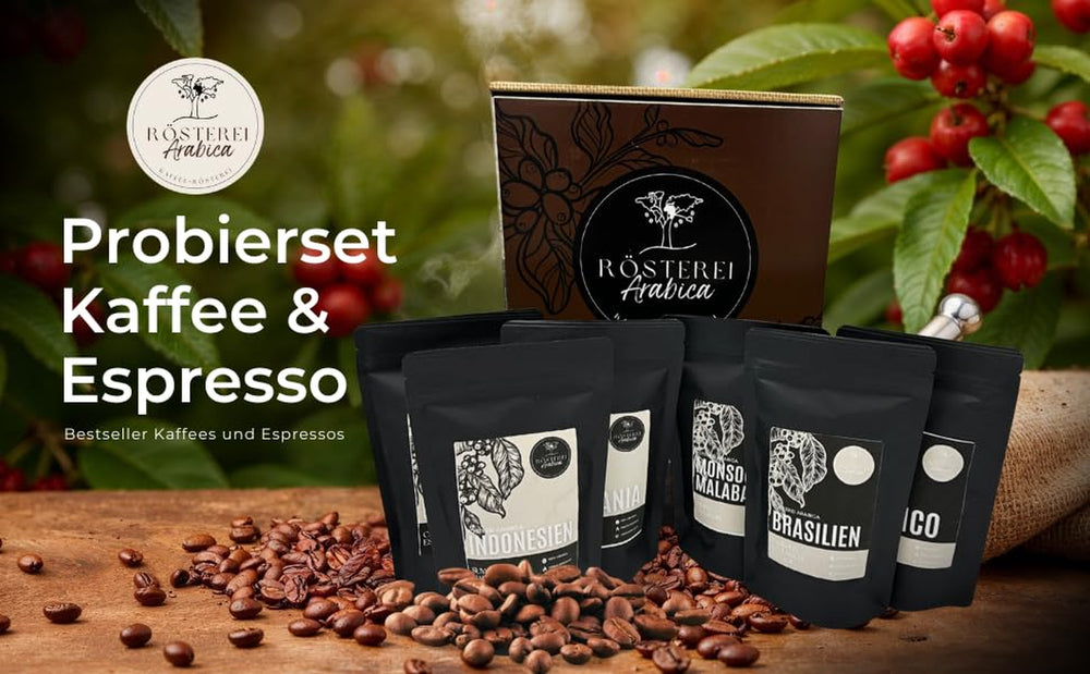 Ensemble Probierset Café et Expresso | Ganze Bohne ou Gemahlen – 6 sortes de café et expresso | Aromatisch & Vollmundig Perfekt zum Testen ou als Geschenk