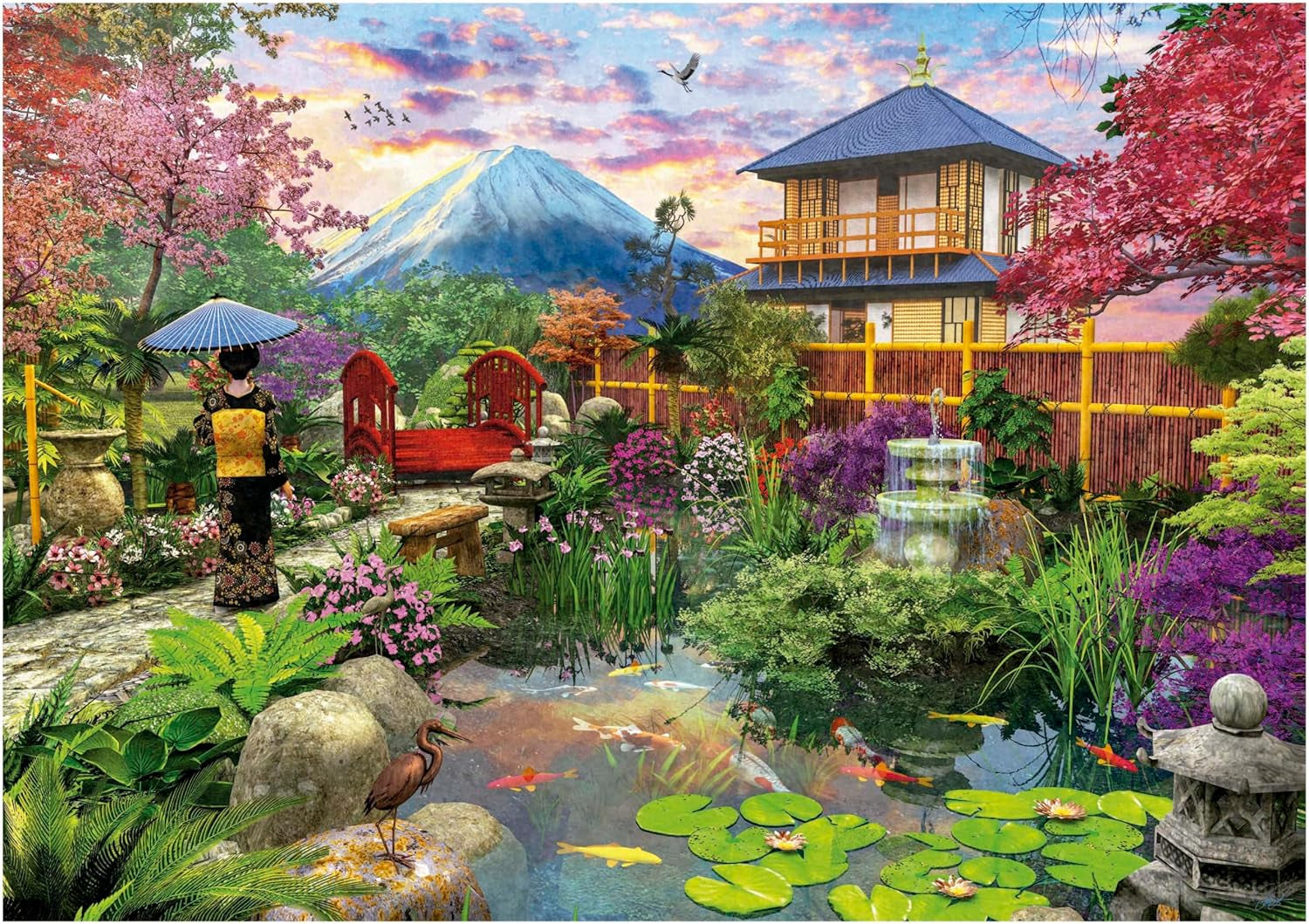 Educa - Puzzle de 1500 pièces pour adultes | Le jardin japonais. Dimensions : 85 X 60 cm. Comprend de la colle pour puzzle Fixpuzzle. Depuis 14 ans (19937) Puzzle Naty Shop