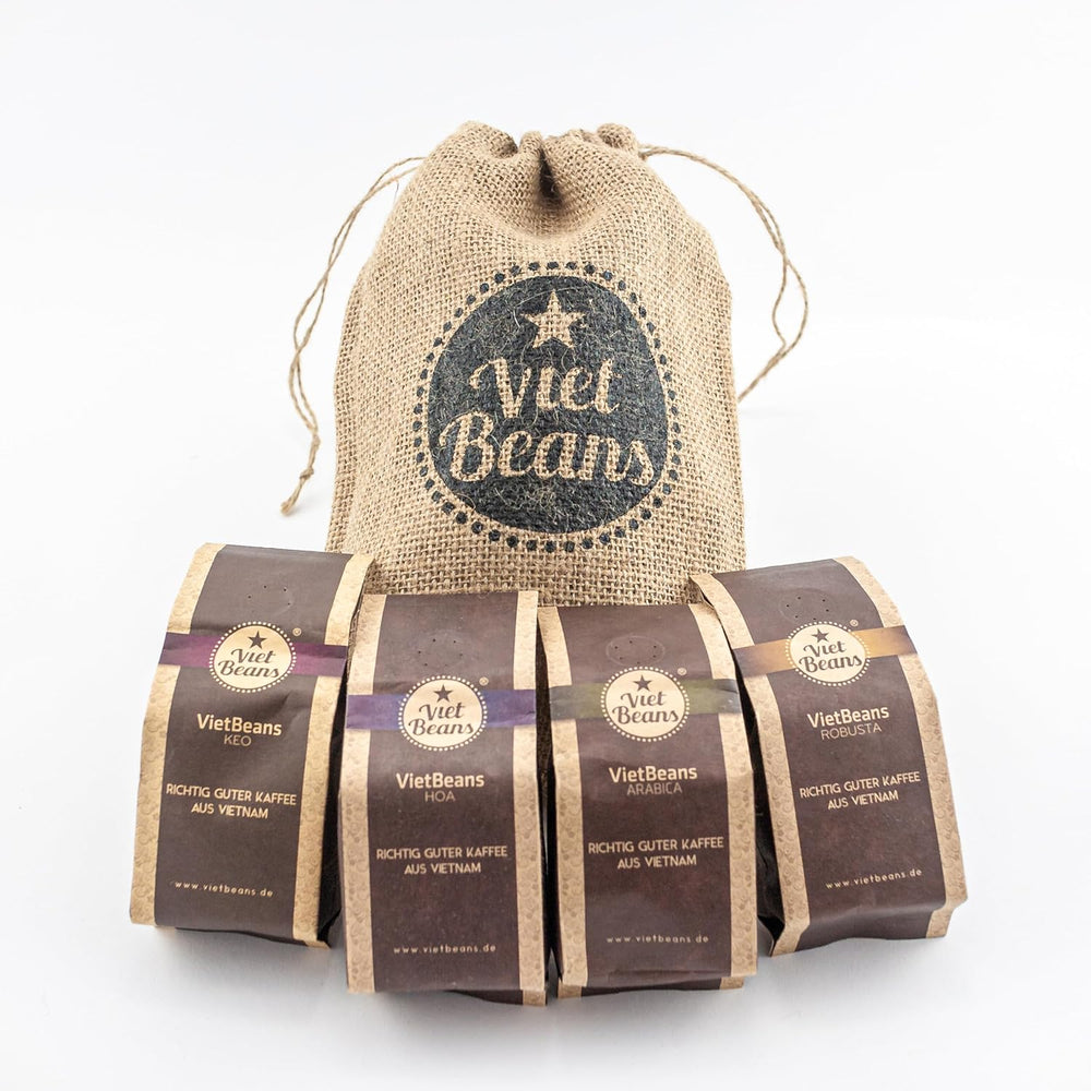 Sacs à café pour boissons - Kaffeesack Jute - Vier Sorten exotischer Kaffee im Jutesack - Weihnachten Geschenkidee - Sacs à café pour boissons - Ganze Bohne