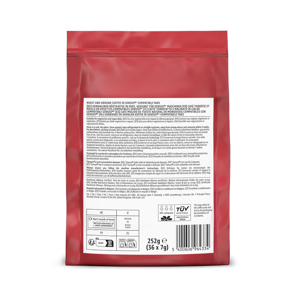 par Amazon Classic Kaffeepads aus 100% Arabica, geeignet for Senseo-Maschinen, 36 Stück (1 Packung mit 36 ​​​​Stück) – Rainforest Alliance certifié