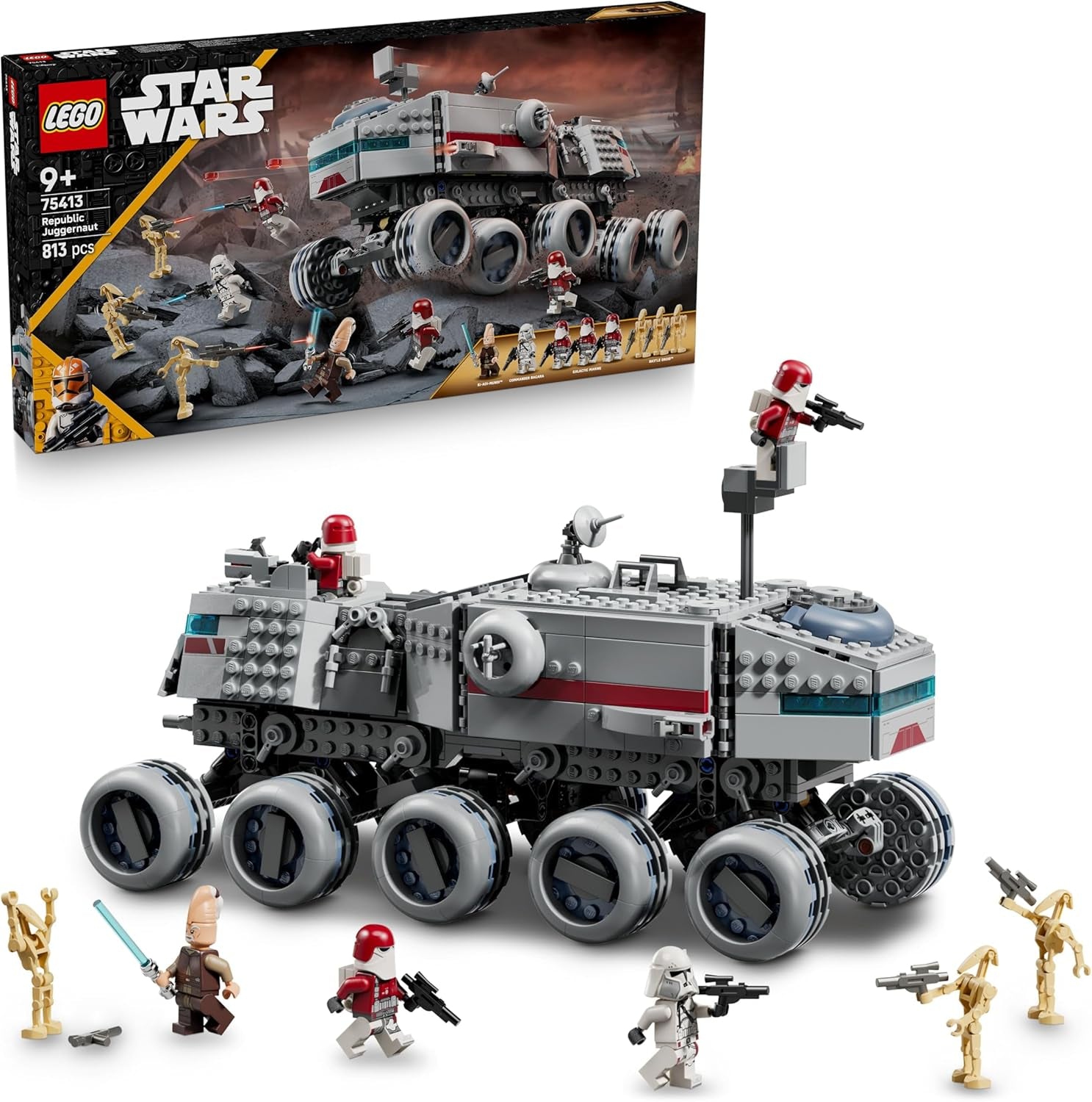 LEGO Star Wars : The Clone Wars Republikanischer Juggernaut - Jeu avec véhicule de transport - Jeu avec lumière - Jeu créatif pour les fans d'enfants et d'enfants - 75413