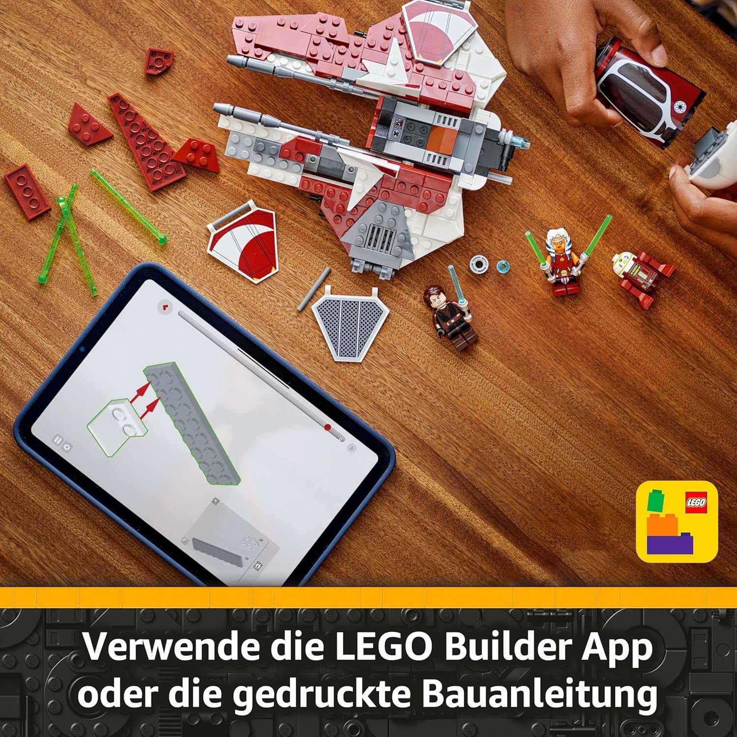 LEGO Star Wars 75401 Ahsokas Jedi Interceptor, modèle de modèle pour les fans de The Clone Wars, figurines Ahsoka Tano et Anakin Skywalker, avec lumière et R7-A7, pour jeunes et filles à partir de 8 ans