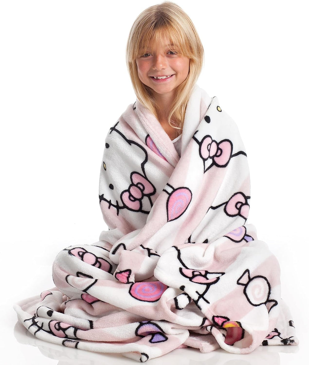 Couvre-lit Hello Kitty, rose, couverture douce 130X170Cm, couvre-lit en microfibre couvre-lit ou couvre-lit canapé. Qualité avec certificat Oekotex, Sanrio Lits et Couvertures Besuche den Kanguru-Store