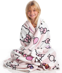 Couvre-lit Hello Kitty, rose, couverture douce 130X170Cm, couvre-lit en microfibre couvre-lit ou couvre-lit canapé. Qualité avec certificat Oekotex, Sanrio Lits et Couvertures Besuche den Kanguru-Store