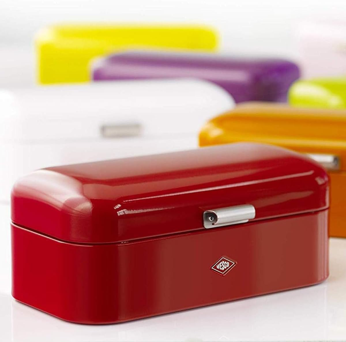 Corbeille à pain Wesco Grandy en noir mat, tôle d'acier thermolaquée, trous d'aération et poignée robuste Boîtes de conservation alimentaire Naty Shop