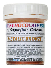 Colorant alimentaire Sugarflair Chocolate Colorant alimentaire pour chocolat, bronze métallisé - Beurre de cacao bio coloré, colorant chocolat pour colorer chocolat, pralines - 35 g