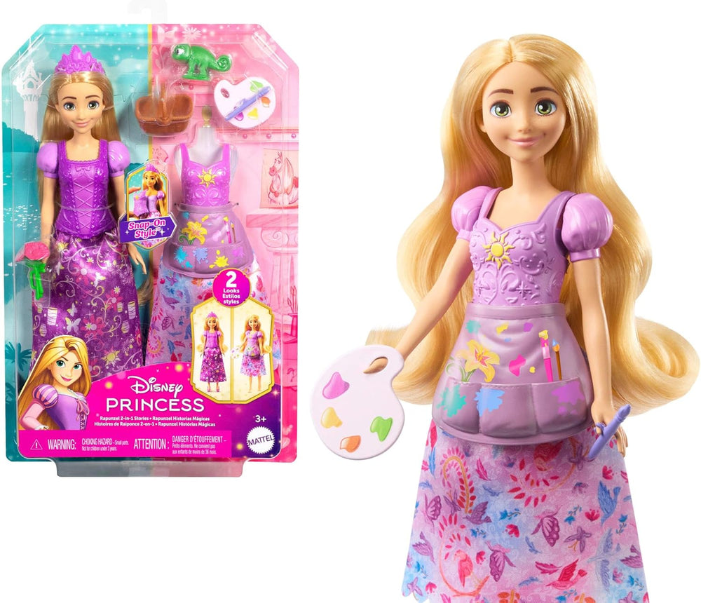 Mattel Disney-Princess-Spielzeuge, Cendrillon-Modepuppe avec 2 Looks, 9 Accessoires, 2 Oberteile zum Anklipsen et 2 Rocke. Jeux 2 en 1 inspirés du film Disney, JCR95