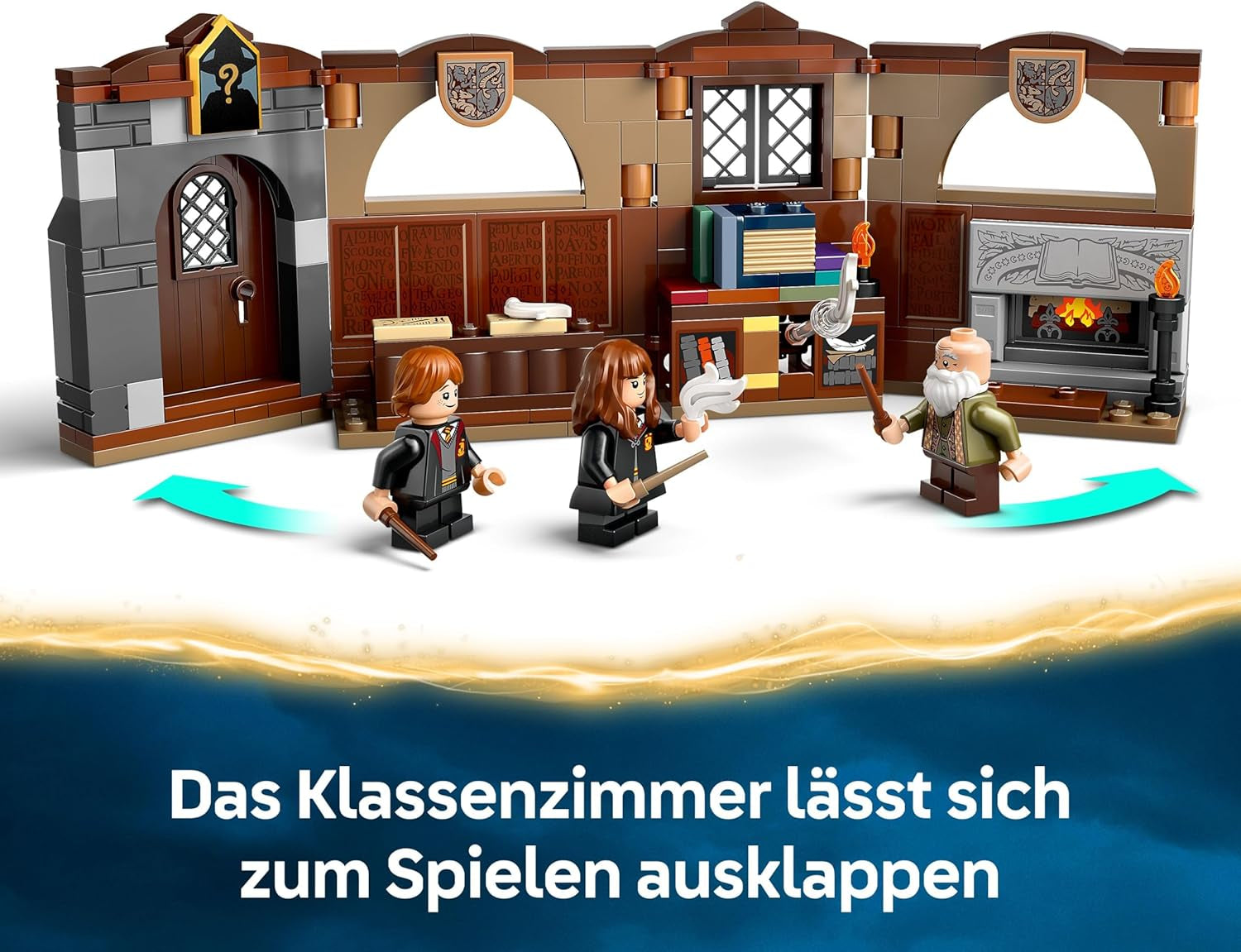 LEGO Harry Potter Schloss Poudlard : Zauberkunstunterricht, set avec 3 figurines, inkl. Hermione Granger & Ron Weasley, Wingardium Leviosa Funktion, Jeu pour filles et jeunes à partir du 8 janvier 76442
