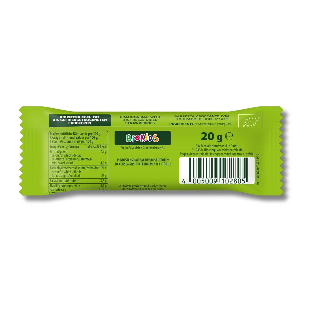 Barres croquantes aux fraises 12 x 20g