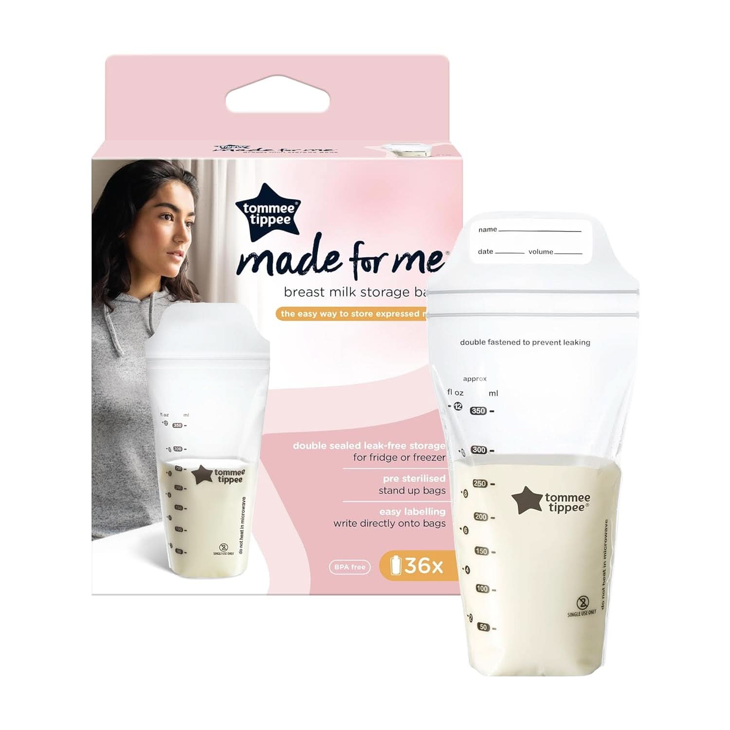 Tommee Tippee Closer to Nature Sachets de conservation du lait maternel, pré-stérilisés, 350 ml Accessoires Alimentation et Allaitement Bebe Naty Shop