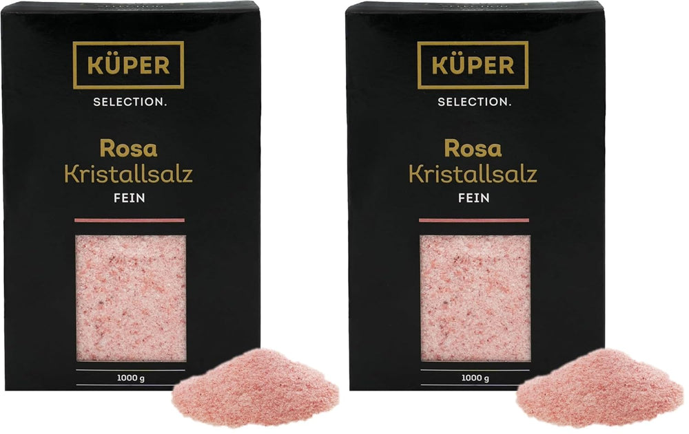 Küper Selection 1000g Salz Kristalls rosa fein - rosa Speisesalz zum Würzen und Verfeinern - 100% natürliches Salz