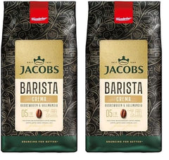 Café en grains Jacobs Barista Crema 1kg – Équilibré, notes d'agrumes, noix, grains Arabica et Robusta, intensité 5/10, idéal pour Caffè Crema (paquet de 2)
