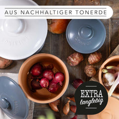 Pot à ail Römertopf pot frais en argile naturelle pour une longue durée de conservation des aliments comme l'ail Ø 12,5 cm blanc Boîtes de conservation alimentaire Naty Shop