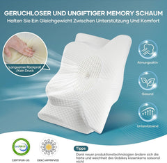 Oreiller cervical Oreiller orthopédique Oreiller en mousse à mémoire de forme Oreiller ergonomique Oreiller de soutien du cou Oreiller anti-impact latéral pour dormeurs sur le côté, le dos et le ventre Oreillers orthopédiques cervicaux blancs Naty Shop