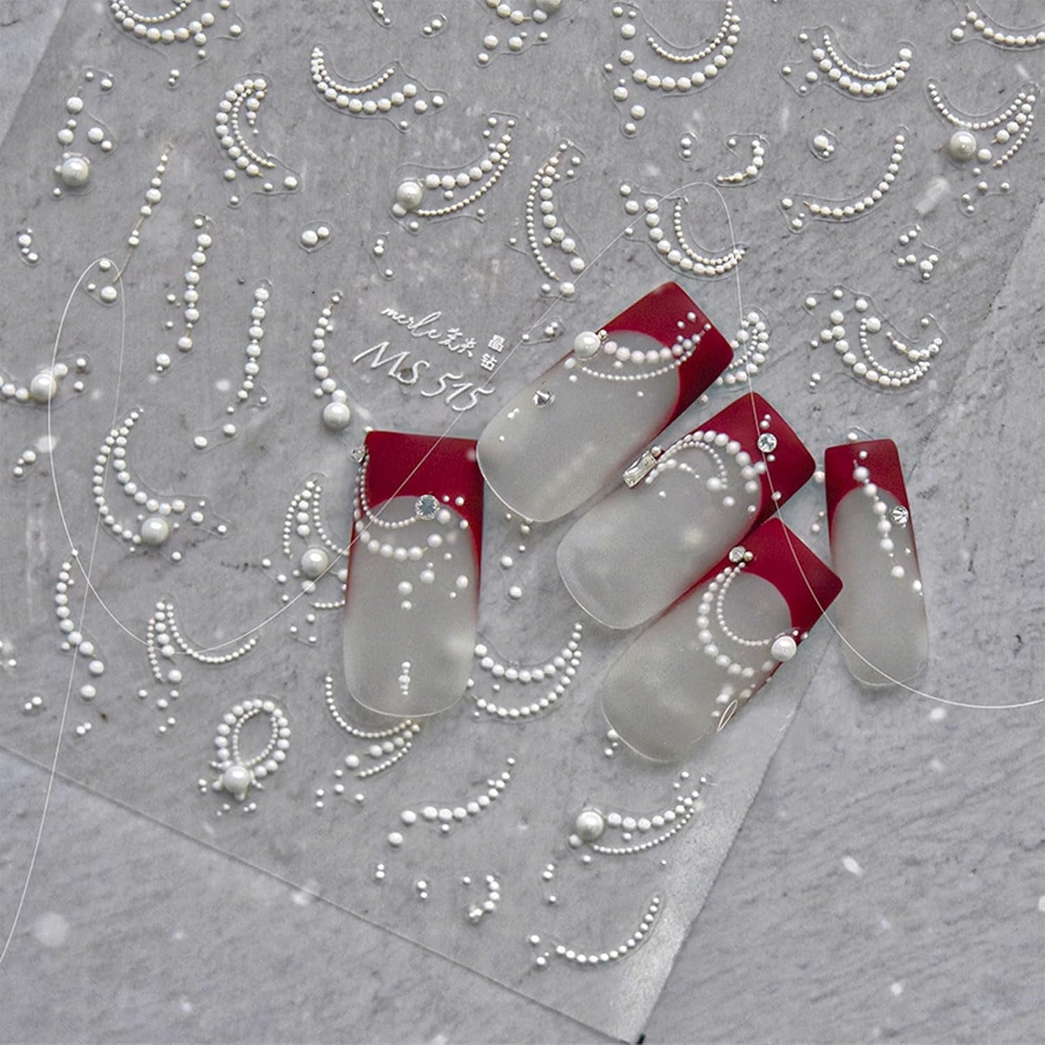 JMEOWIO 3D Nail Sticker Perlenlinie Nail Art Sticker Selbstklebend Nagelaufkleber 5D Stereoskopisch Dekoration Nageldesign Zubehör 1 Blatt