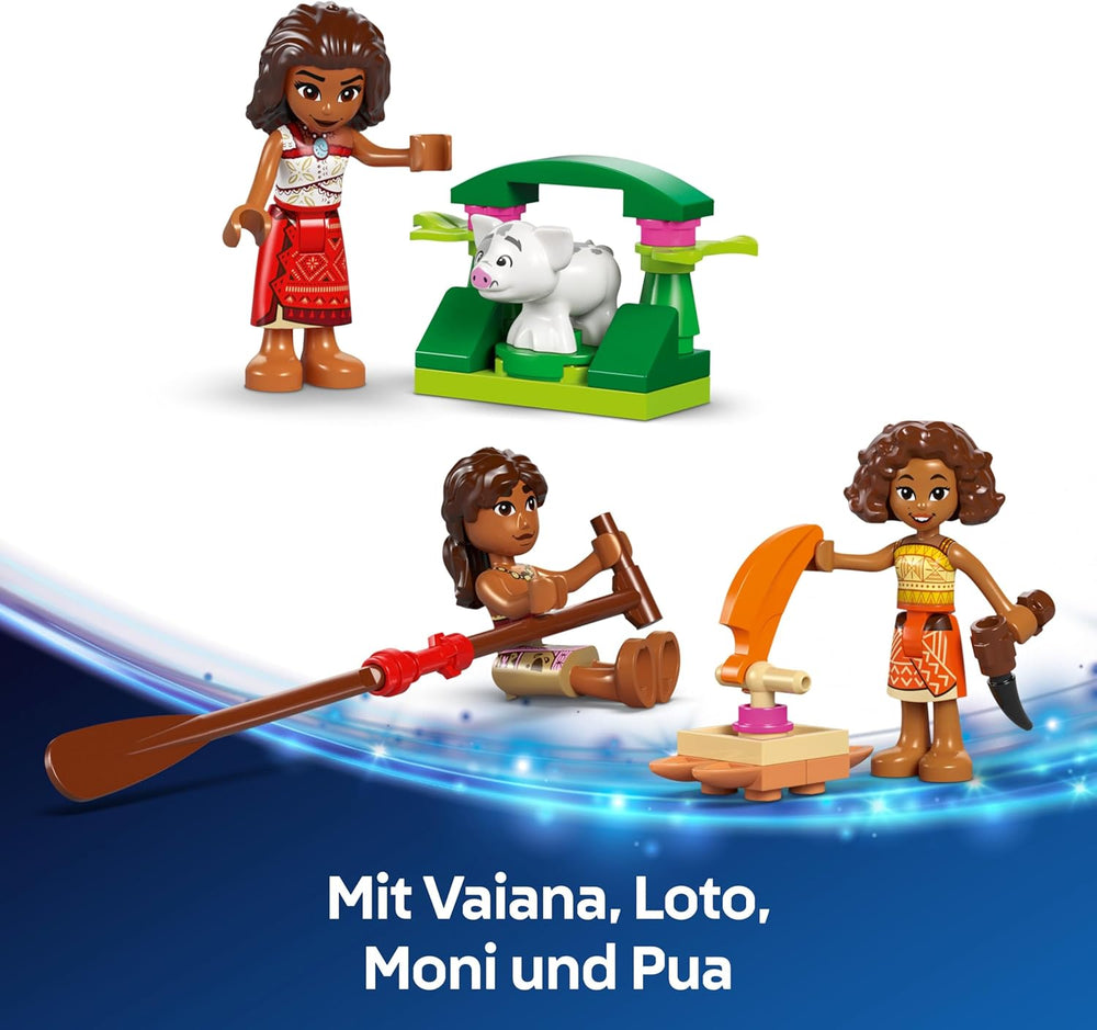 LEGO ǀ Disney Vaiana 2 : Vaianas Abenteuerfloß - Spielzeug Boot mit Textilsegel, abnehmbarem Deck, Lagerfeuer & 3 Minifiguren, inkl. Loto et Moni – Jeux pour filles à partir de 6 ans et fans – 43270
