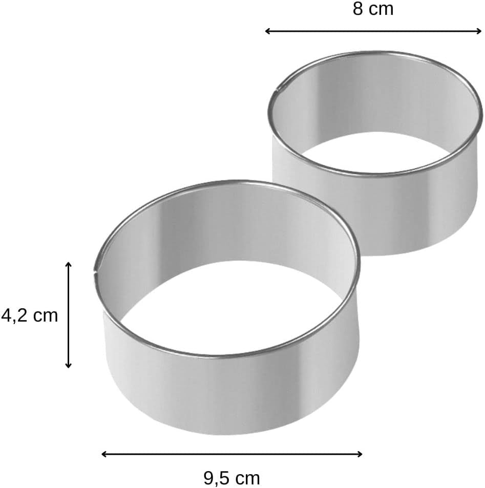 Zenker 44870 Lot de 2 Biscuits Donuts Ronds, Acier Inoxydable, Grand 9,5 x 4,2 cm, Petit 8 x 4,2 cm