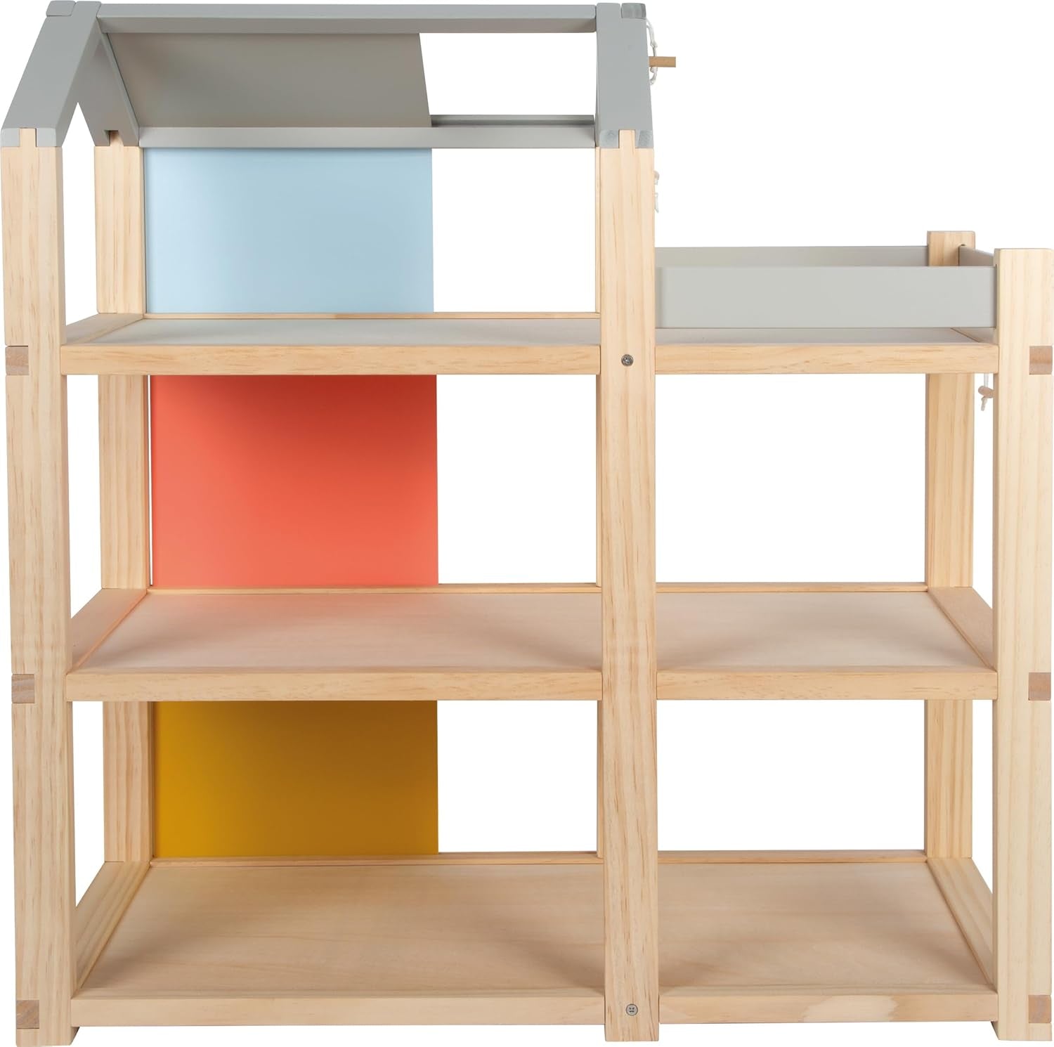 Maison de poupée en bois de couleur naturelle Small Foot - 3 étages avec toit-terrasse et ensemble de meubles de 51 pièces encourage le jeu créatif, convient aux enfants de 3 ans et plus 12541 Naty Shop Maisons de poupées