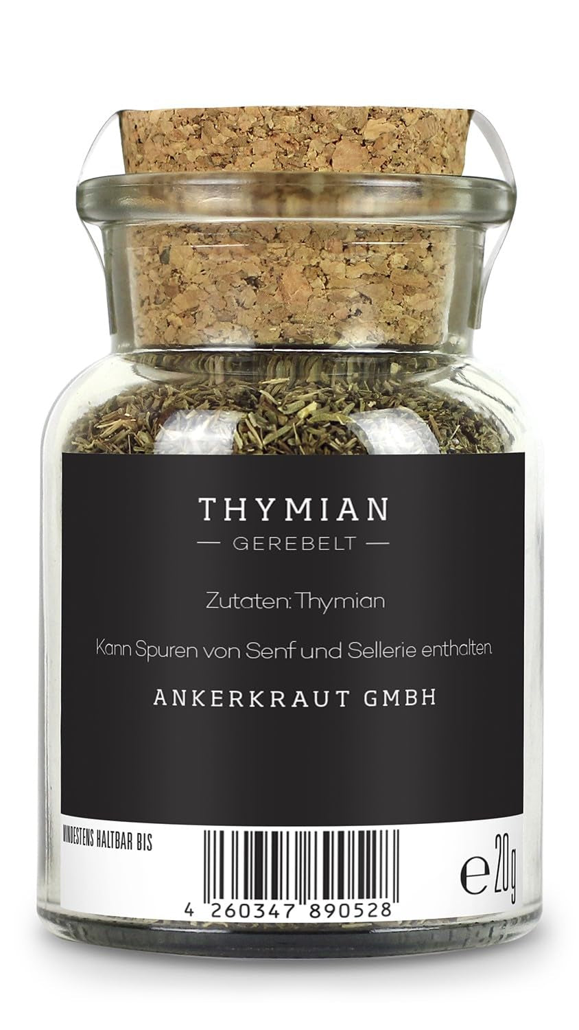 Ankerkraut Thym, gerebelt, méditerranéen Gewürz, 30g dans Korkenglas