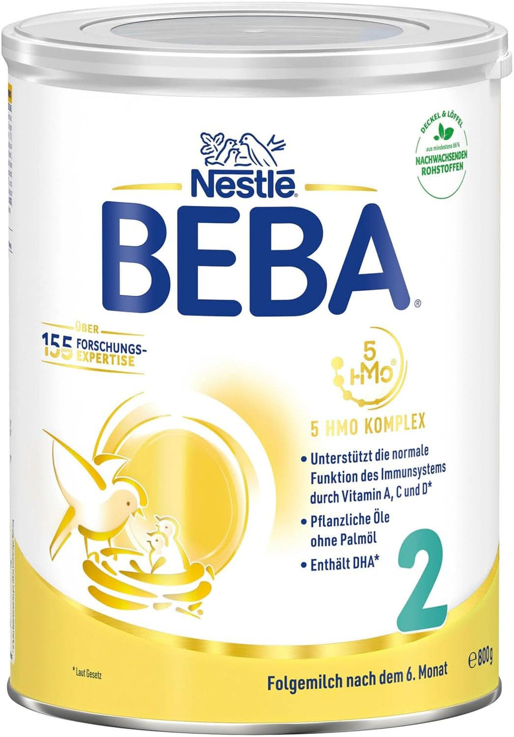 Nestlé BEBA 2 Lait en poudre de suite après 6 mois, au complexe 5 HMO, lactose uniquement, sans huile de palme, pack de 3 (3 X 800G) Mère et Enfant Naty Shop