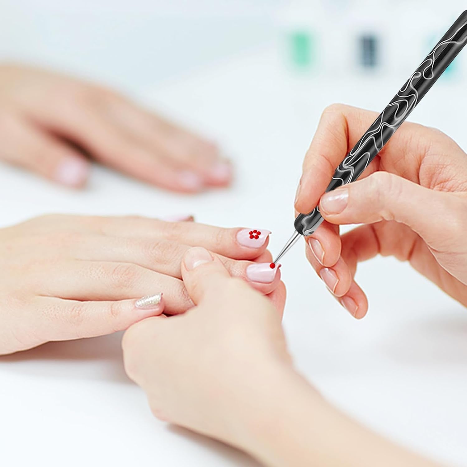 5 Stück Nail Design Dotting Tools Nagelkunst Werkzeug Nagelpunkt Pinsel Punktierung Stift Marbleizing Werkzeug Für Nagellack Maniküre, Schwarz
