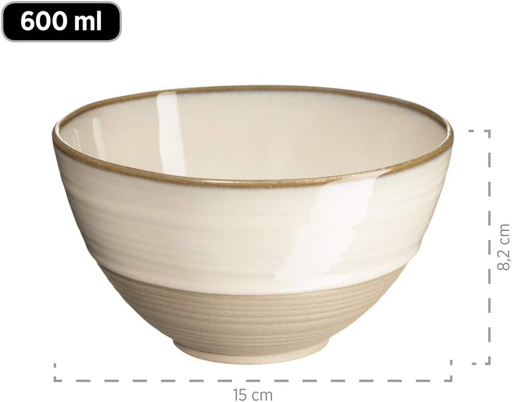 MÄSER 931818 Nottingham Vintage Series Service de table pour 4 personnes, service de petit-déjeuner 12 pièces avec formes rondes irrégulières au look rétro, carrelage, beige