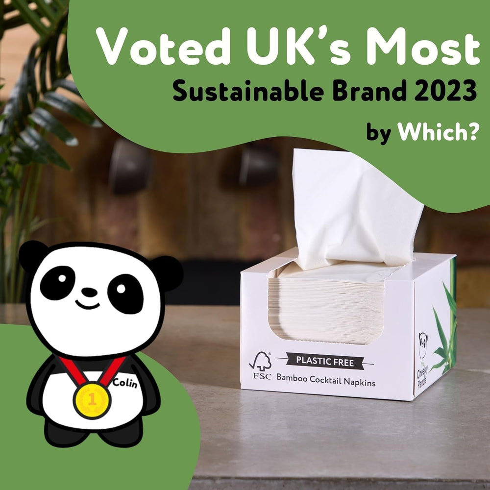 Les serviettes de cocktail en bambou Cheeky Panda | serviettes blanches 100 pièces serviettes en papier