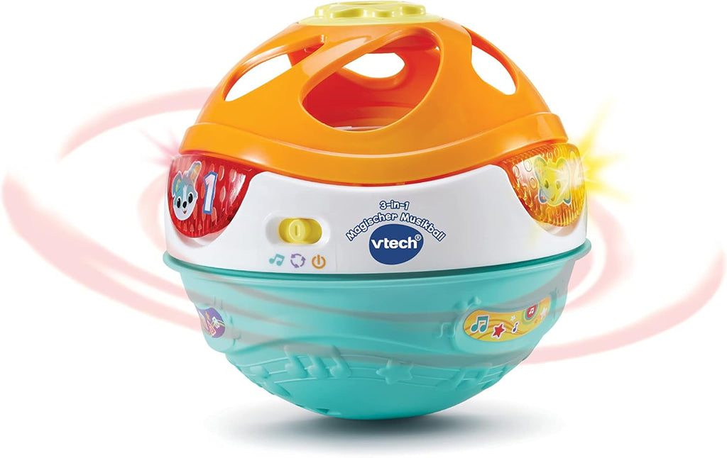 Vtech Baby 3-in-1 Magic Music Ball Jucărie interactivă pentru copii care se mișcă singură și redă muzică Pentru copii cu vârsta cuprinsă între 9-36 luni, colorată Jucarii Bebe Naty Shop Singur