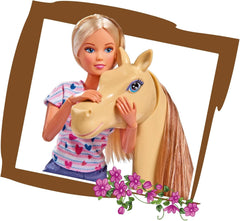 Simba 105730939 - Steffi Love Tenue d'équitation 2 chevaux Poupée mannequin entièrement articulée 29 cm pour enfants à partir de 3 ans