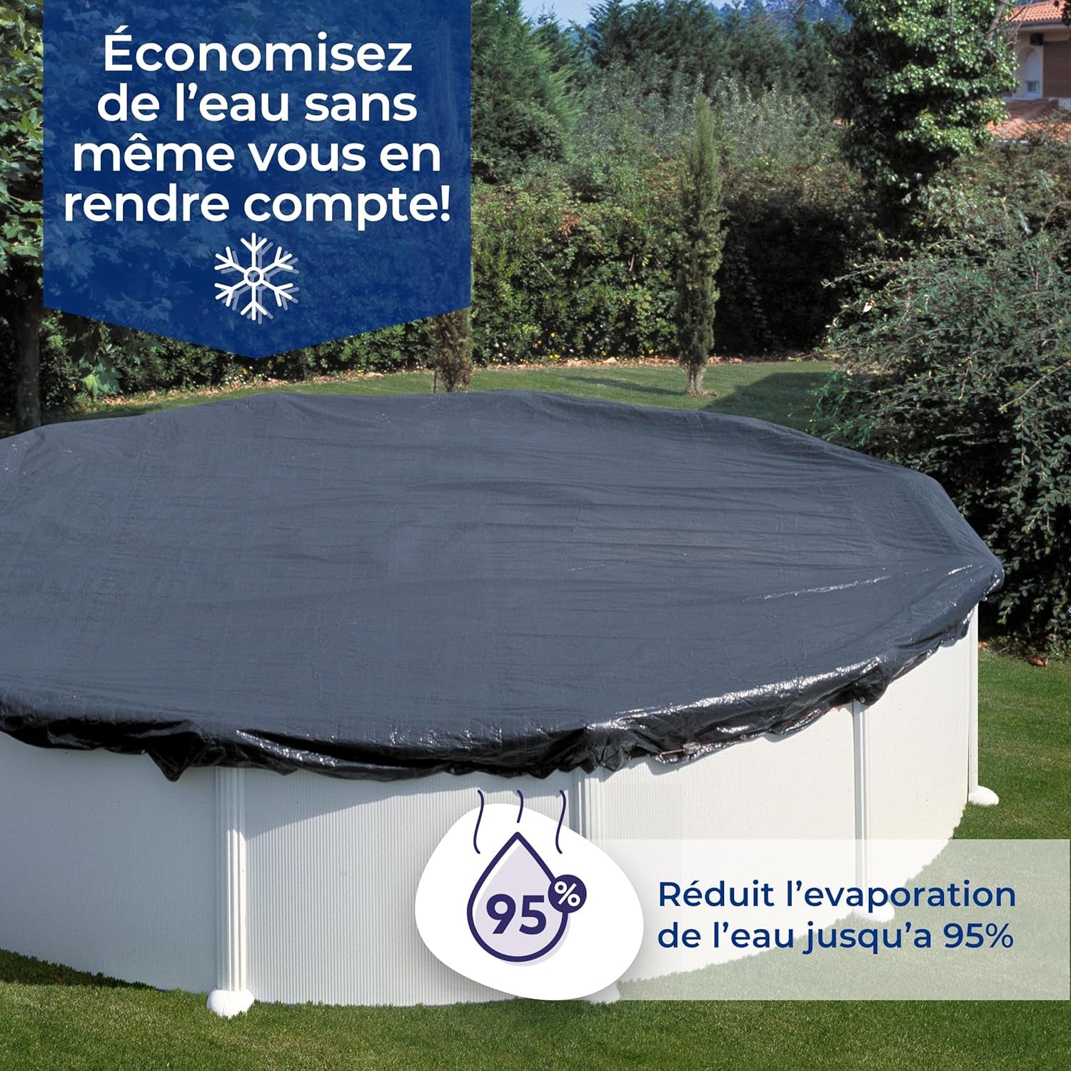 Gre CIPROV501 - Bâche d'hiver pour piscines ovales 500 x 300 cm, coloris noir