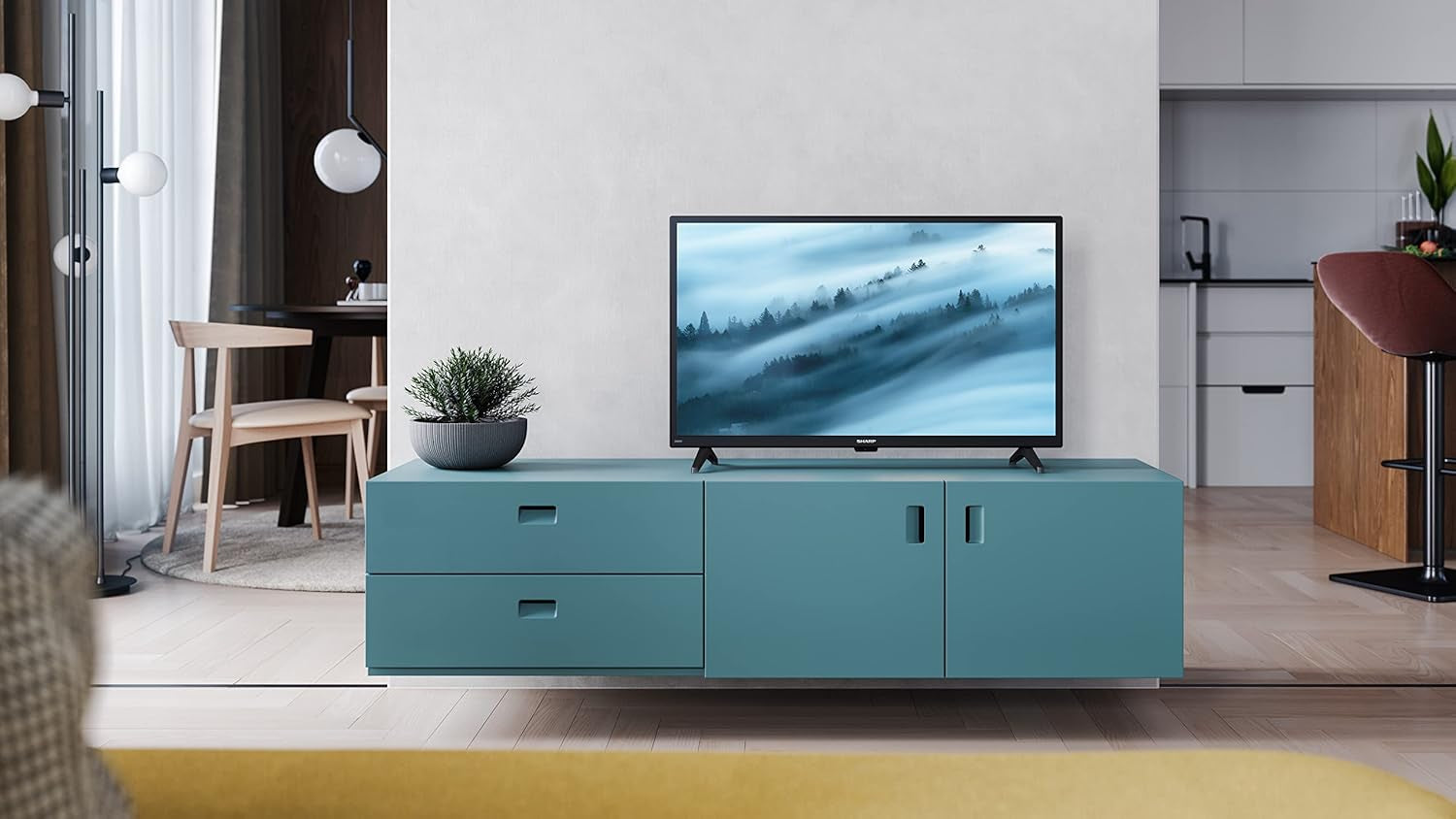 Televizor inteligent SHARP 32FE2E HD Ready, 81 cm (32 inci), 3 porturi HDMI, 2 porturi USB, Dolby Audio, Active Motion 200