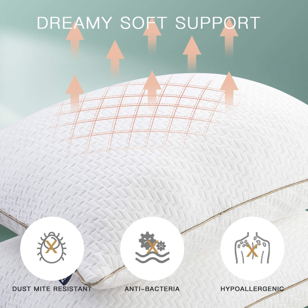 Oreiller Bedstory, Oreiller de Couchage, 2 Pièces, Hypoallergénique, Oreiller Anti-Poussière, Duvet, Qualité Alternative, Oreiller de Lit pour Dormeurs Dos, Ventre et Latéraux, Taille Standard, Lavable, 42 X 70 Cm Naty Shop Oreillers Standard