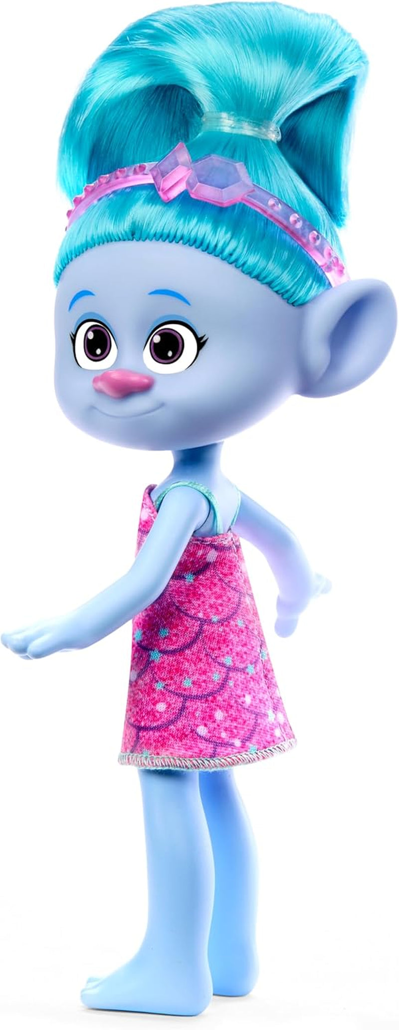 Mattel DREAMWORKS TROLLS Gemeinsam Stark – Poupées en chenille à poils longs avec couleur bleu clair Cheveux pour style, lila Stirnband, pour enfants de 3 ans, HNF15