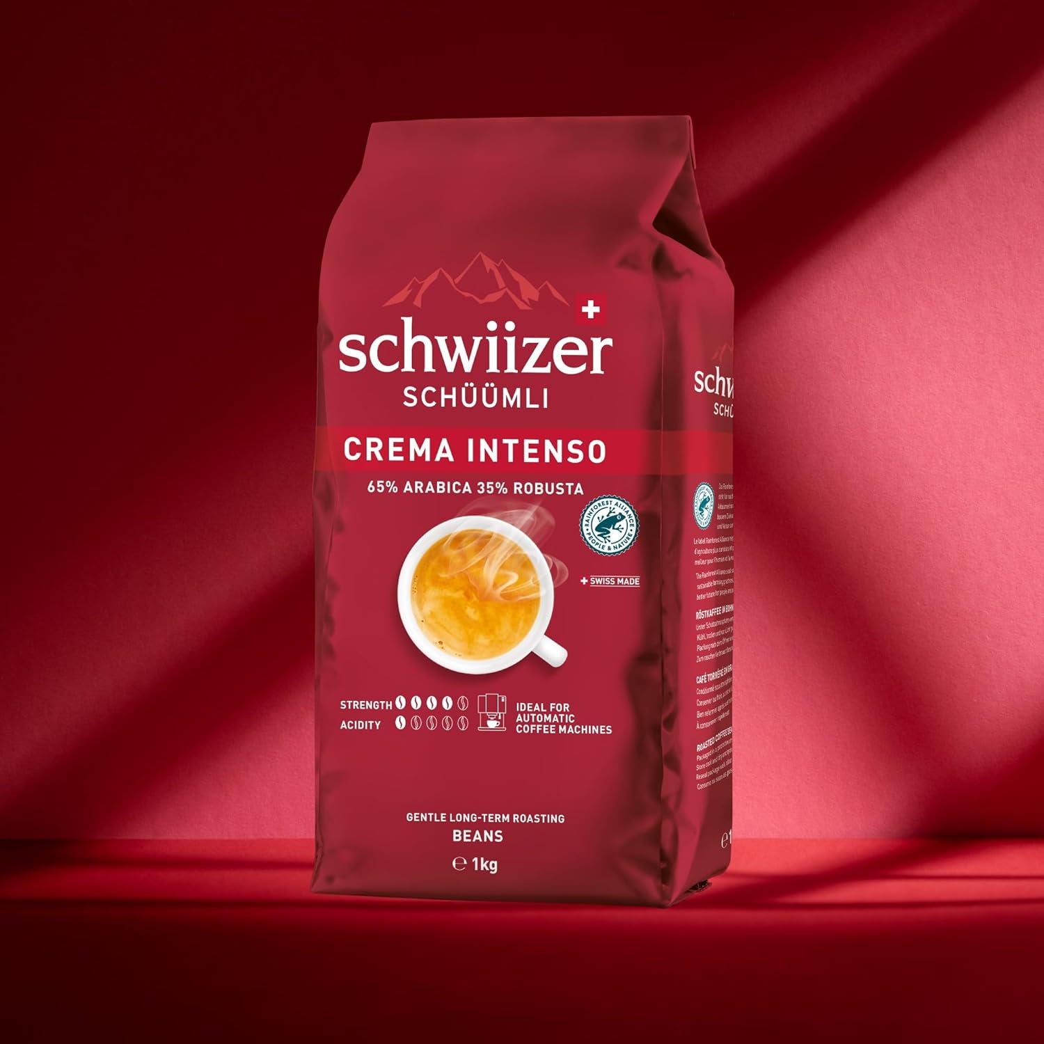 Schwiizer Schüümli Intenso, capsule, café moulu 1kg - Intensité 4/5 - Certificat UTZ (paquet de 4)