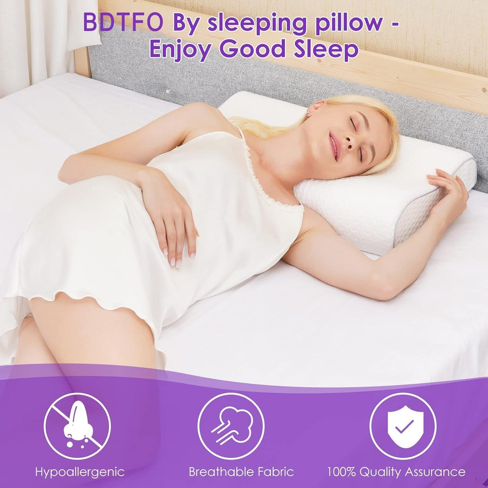 BDTFO Oreiller orthopédique en mousse à mémoire de forme pour douleurs cervicales, soutien du cou pour le dos, le ventre, dormeur latéral avec housse lavable et respirante à fermeture éclair Oreillers orthopédiques cervicaux Naty Shop