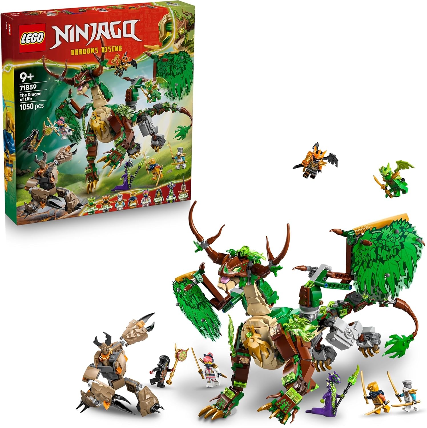LEGO NINJAGO Le Drache des Lebens - Jeu de Ninja avec figurine Drachenfigur, Mini Monster Mech, 8 figurines et Schwertern - Créations créatives pour les jeunes et les filles à partir de 8 ans et les fans - 71859
