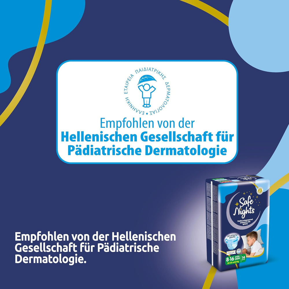 Safe Nights Boy, pantalon de nuit pour 8-16 ans (30-50 kg), 84 pièces