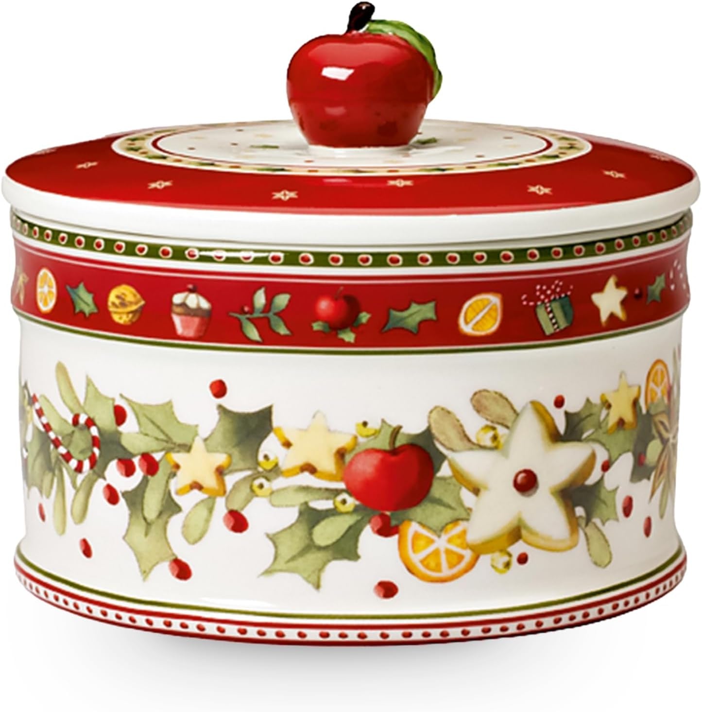 Villeroy & Boch - Winter Bakery Delight Cutie mică de depozitare, cutie ceramică pentru biscuiți de Crăciun, cutie de Crăciun, cutie pentru biscuiți, cutie pentru biscuiți, cutie ceramică cu capac, depozitare dulciuri, porțelan premium Cutii depozitare alimente Naty Shop M