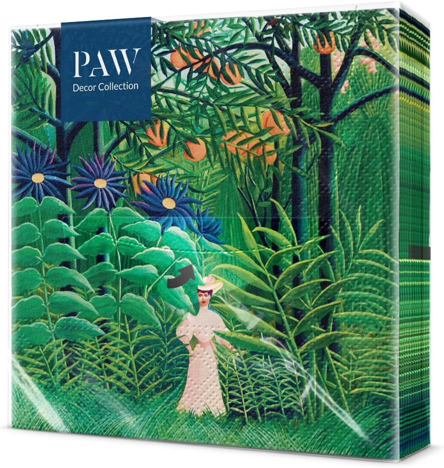 PAW - Șervețele 3 straturi (33 X 33 Cm) I 20 bucăți I Perfect pentru zile de naștere, petreceri, nunți, comuniuni și sărbători I Decorațiuni de masă Șervețele de hârtie colorate - ierburi I aromă de ierburi