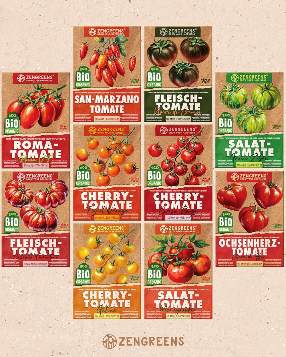 Graines de tomates biologiques dans un ensemble de 10 à 10 graines de tomates pour une culture facile dans le jardin, le balcon ou le parterre surélevé - Graines de plantes - Semis